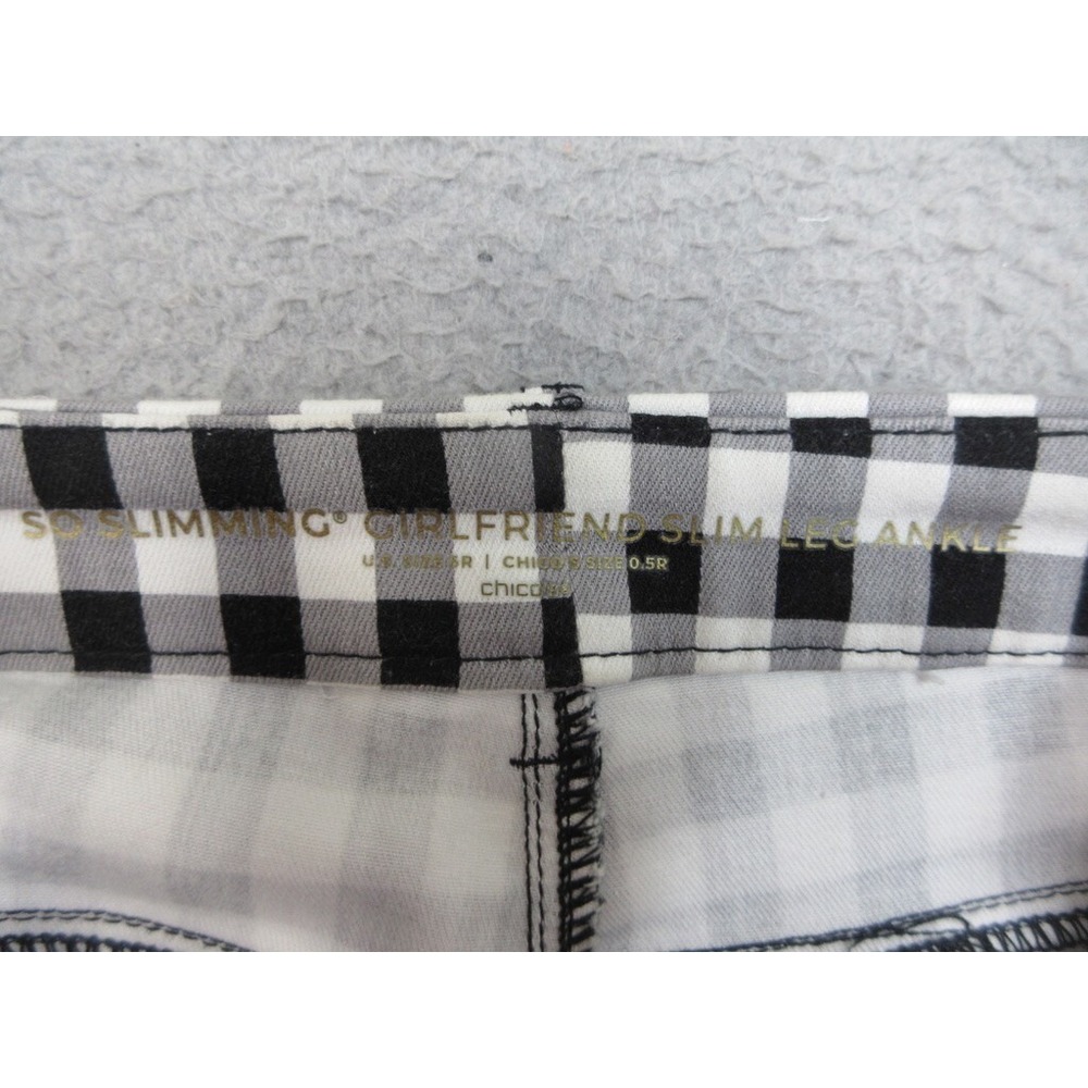 Chicos Preppy Pants Women 6 Chicos 0.5 Black White Gingham Cottagecore Casual - Picture 11 of 16